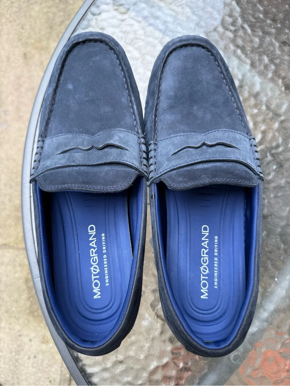 Cole Haan Navy Suede Penny Loafers